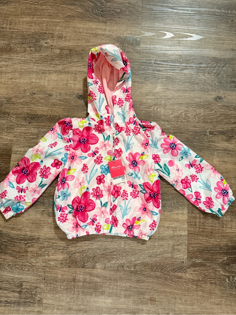 Girls' Pink Floral Hooded Jacket